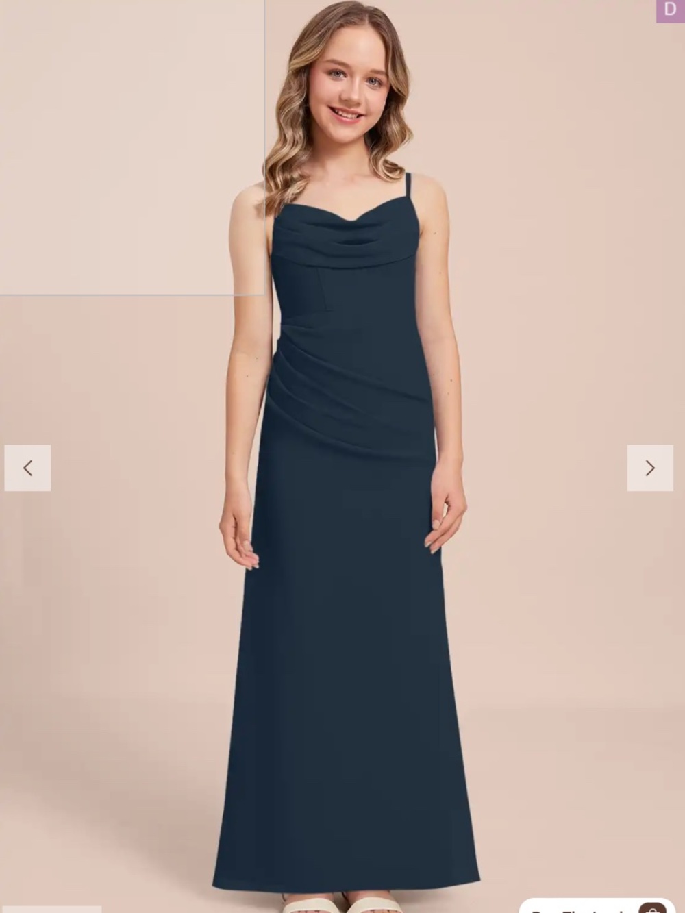 New With Tags Navy Blue Junior Bridesmaid Dress Girls Size 14 Long Formal Dress